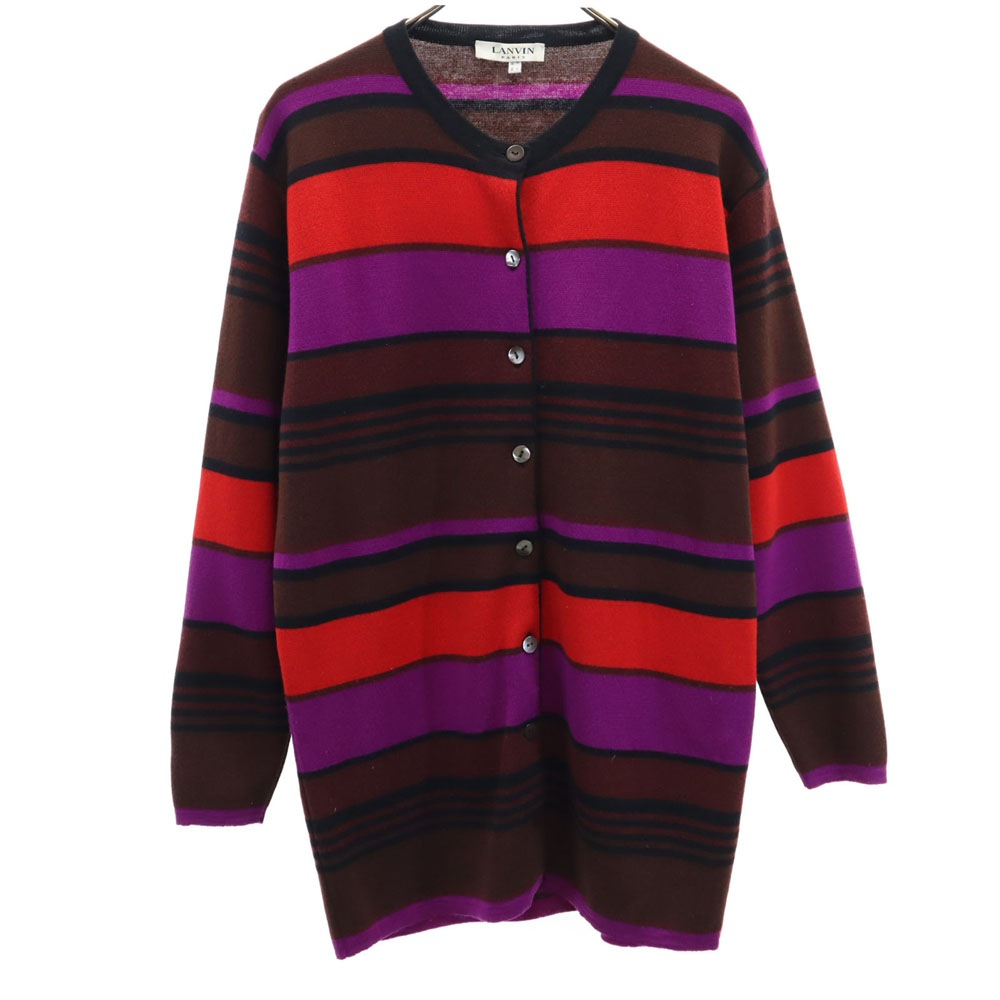 ボーダー柄 長袖 ニットカーディガン 40 ブラウン 他 レディース