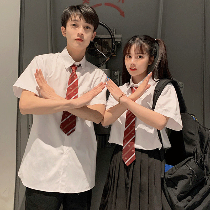 カップル 半袖シャツ ネクタイ メンズ DK 制服 学生 卒業式427