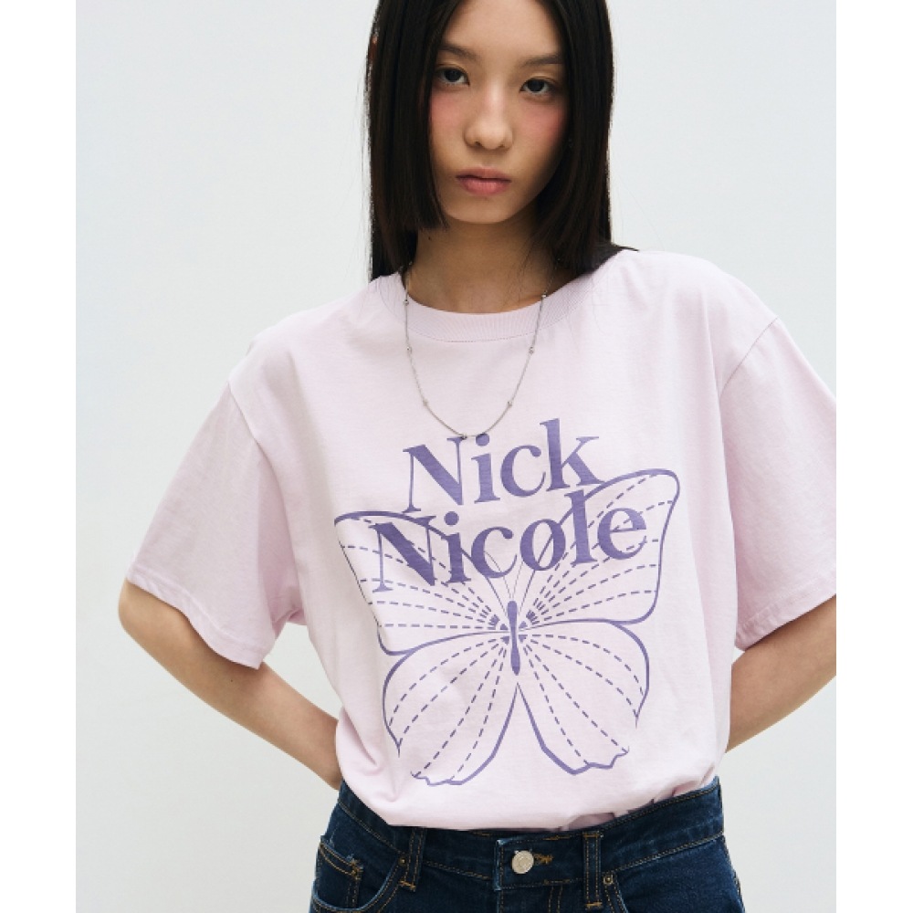 ニック&ニコールビッグバタフライスリーブトップ_パープルネイビー
