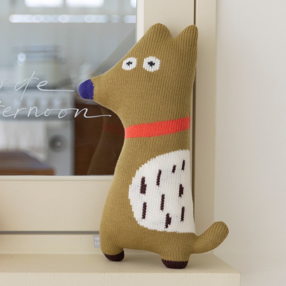 かわいい子犬 ニット 人形 ムーニー Olive Khaki