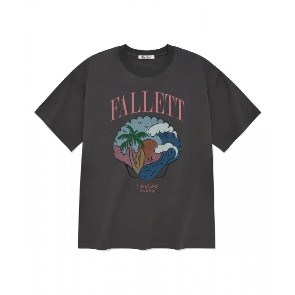 FALLETT シェルビーチショートスリーブ T シャツチャコール