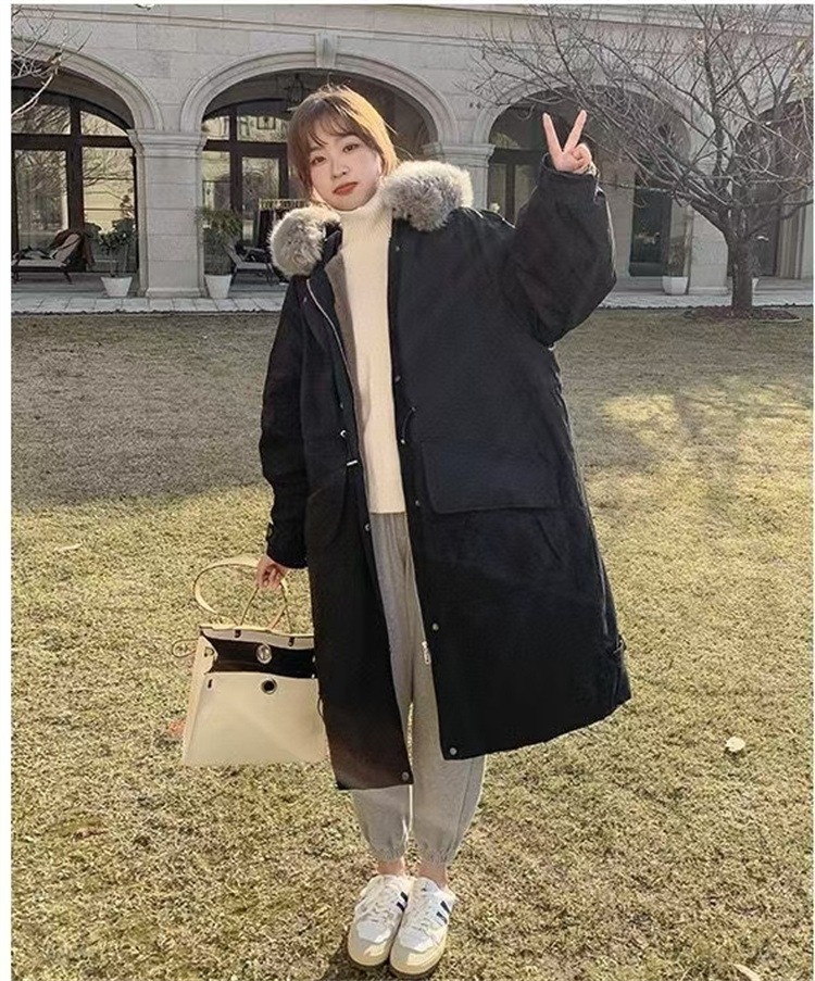 INSスタイル 2025冬 インスタ人気 加绒加厚 中長款 ゆったり ワークスタイル フード付き 防寒外套
