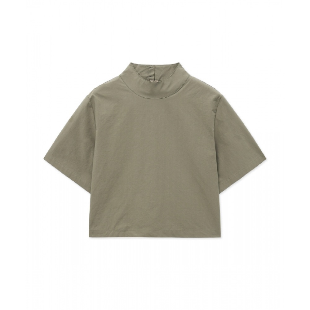 THE SATURDAY EVENING POST ハイネッククロップシャツ_Khaki