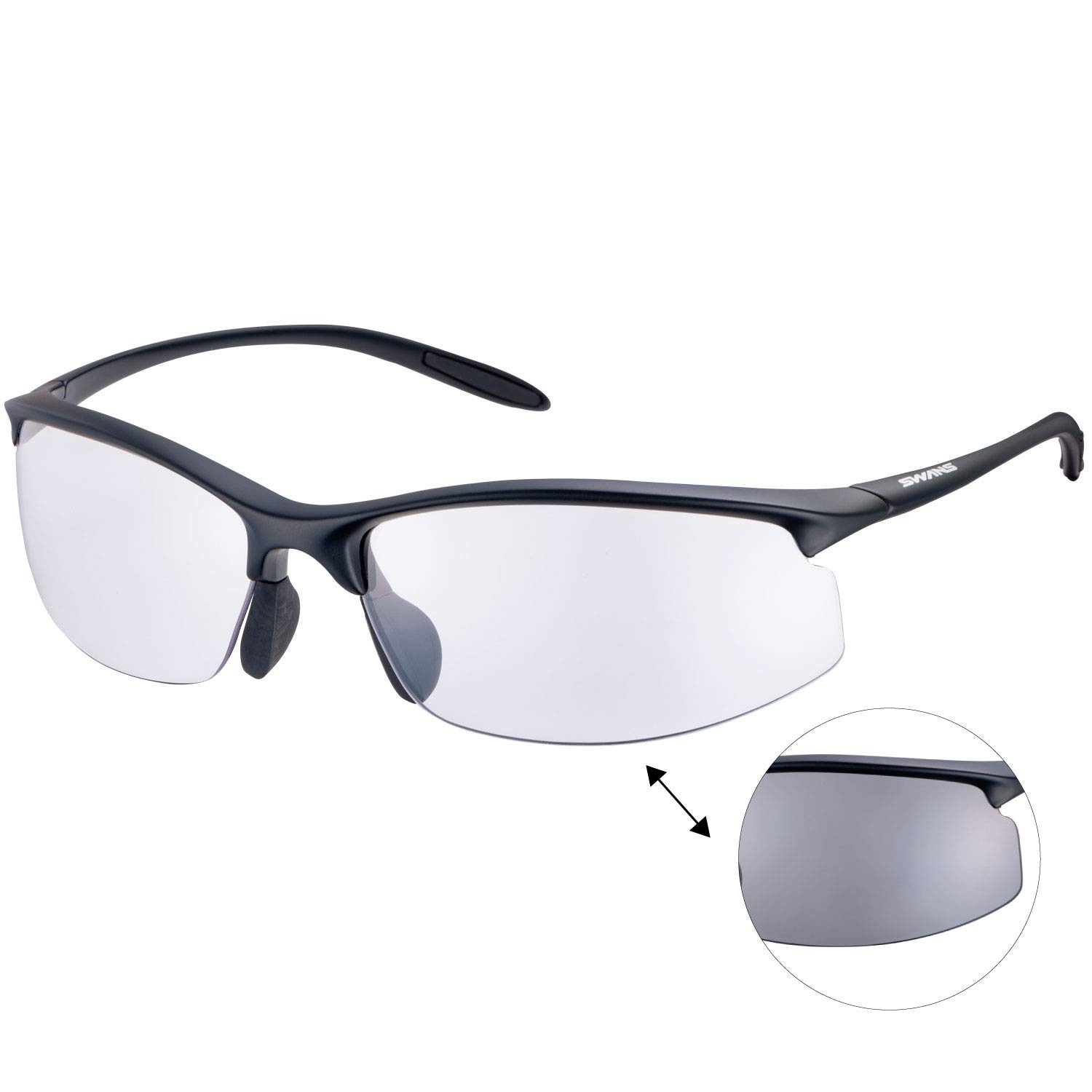 [スワンズ] スポーツ サングラス エアレス ムーブ 紫外線で色が変わる 調光レンズ モデル AMZ-SAMV-0066 MBK マットブラック/調光クリアtoスモーク