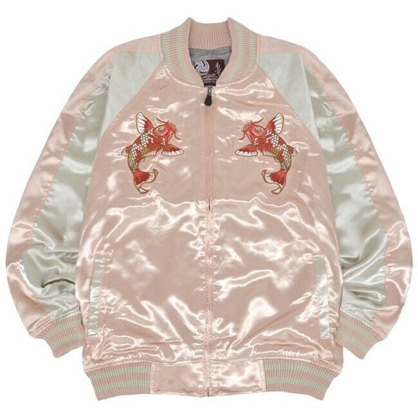 スカジャン アウター 長袖 和柄 鯉 刺繍 カジュアル 春秋 メンズ レディース z1841-03