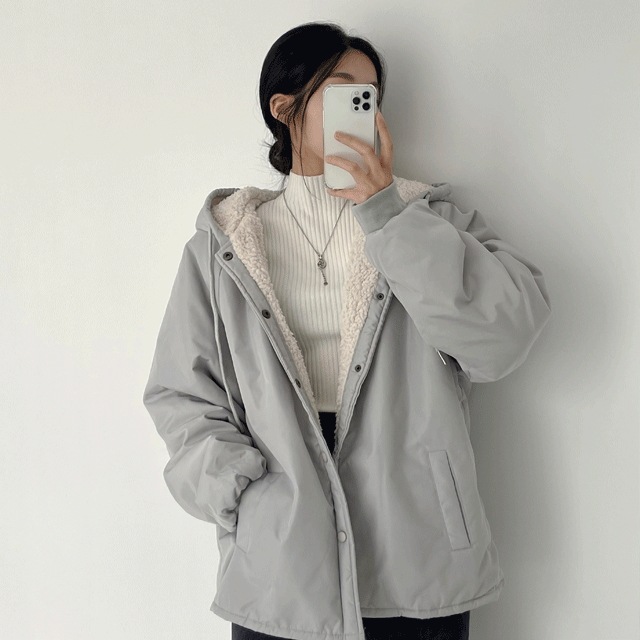 [冬まで大きい厚手/裏地ウール] ぽかぽか~ 柔らかいルーズフィット パーカー フィールドジャケット ウールジャンパー(3color)
