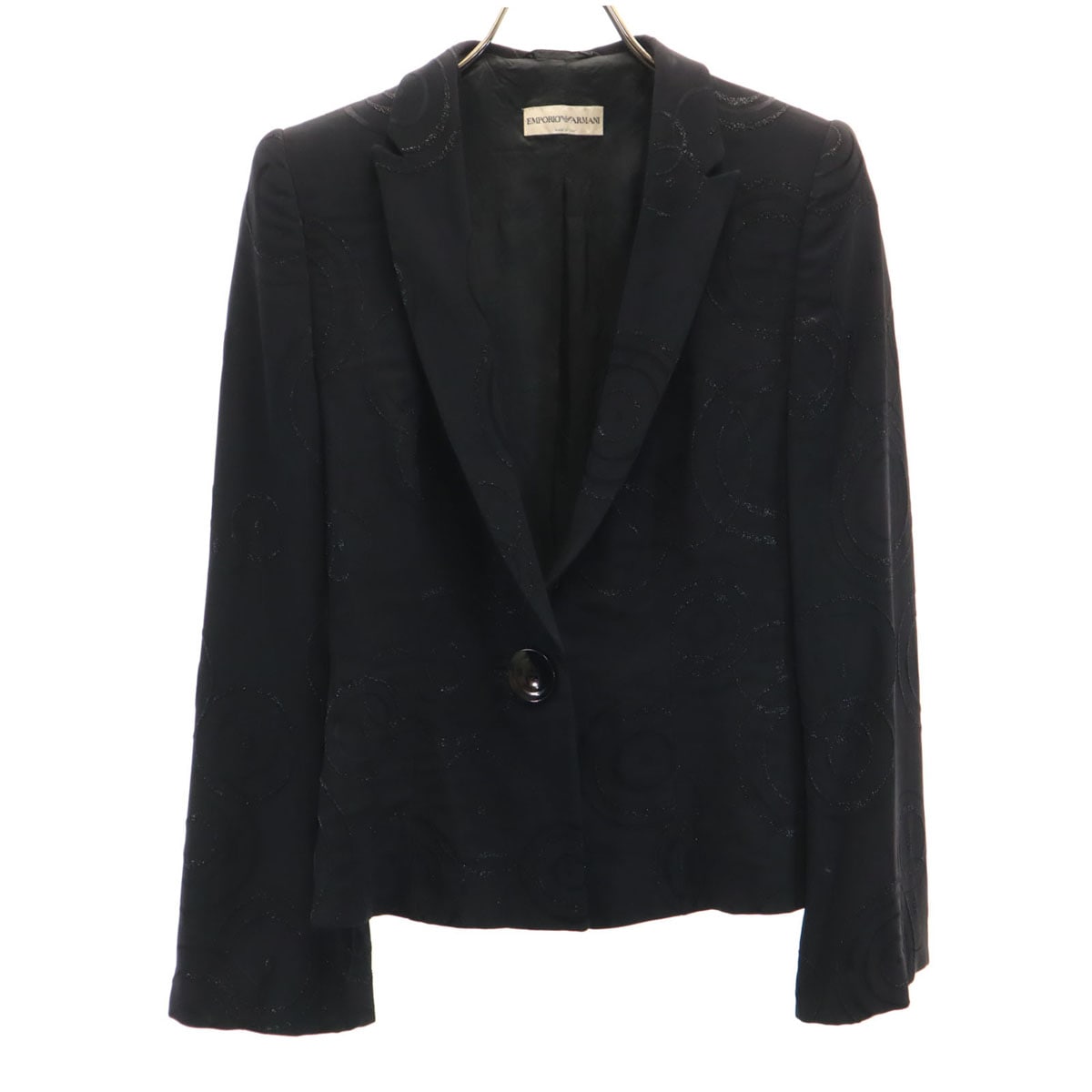 イタリア製 サークル柄 テーラードジャケット 40 ブラック レディース 古着 6,917円