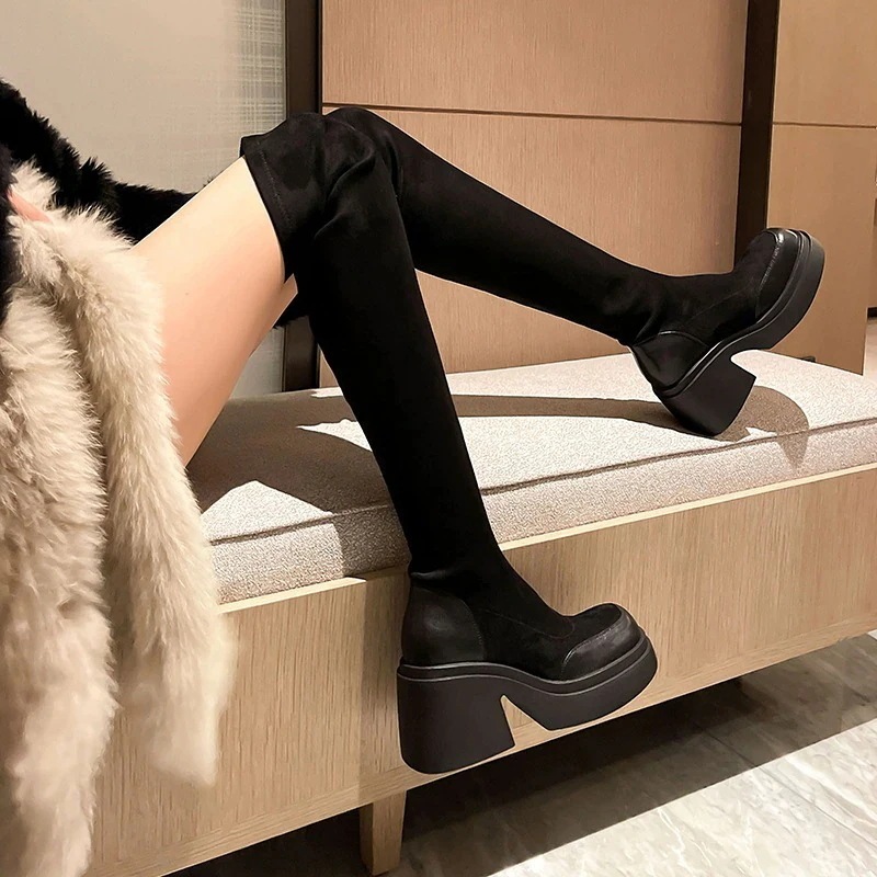 ロングブーツが復活！ 秋冬ファッション レディースブーツ 厚底ブーツ 靴 ヒール ブーツ 美脚効果 着痩せ ブーティー 美脚 歩きやすい