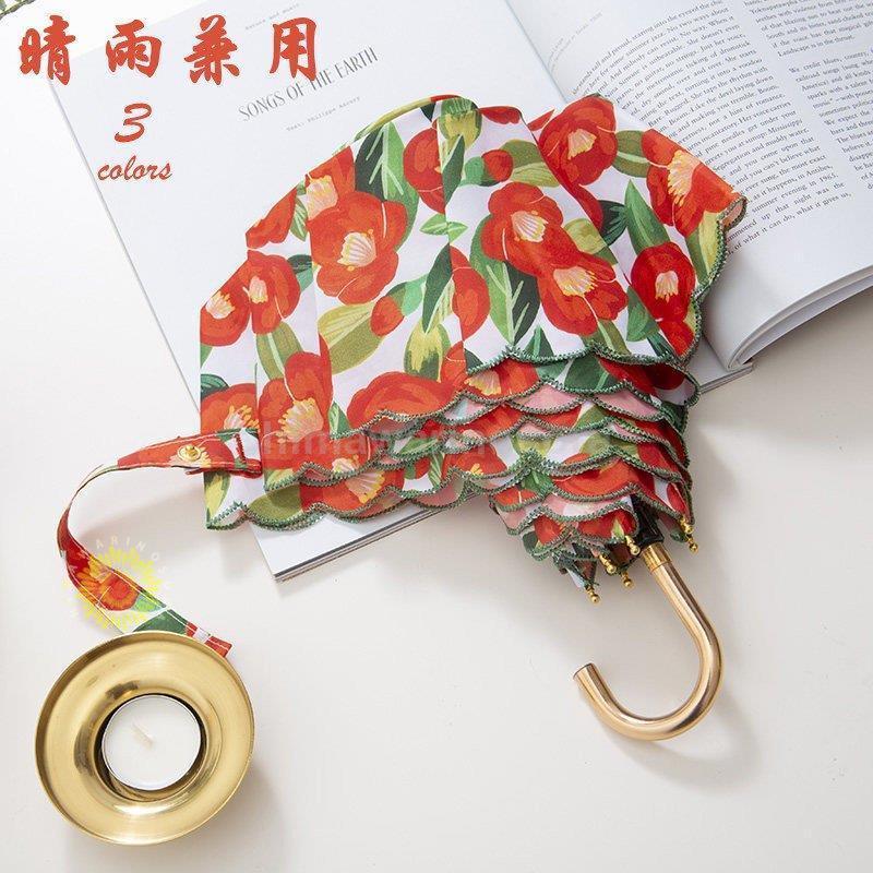 レディースファッション 傘 3色 撥水 6本骨傘 チューリップ 折りたたみ(3つ折) 日傘 雨傘 晴雨兼用 紫外線対策99カット 梅雨対策