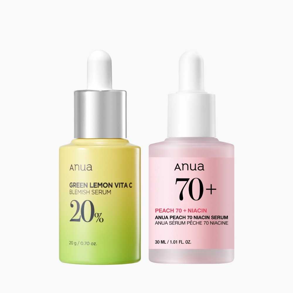 ビタミンB+C くすみ美白 セット（桃 70 ナイアシンセラム 30ml+グリーンレモン ビタC くすみセラム 20ml）