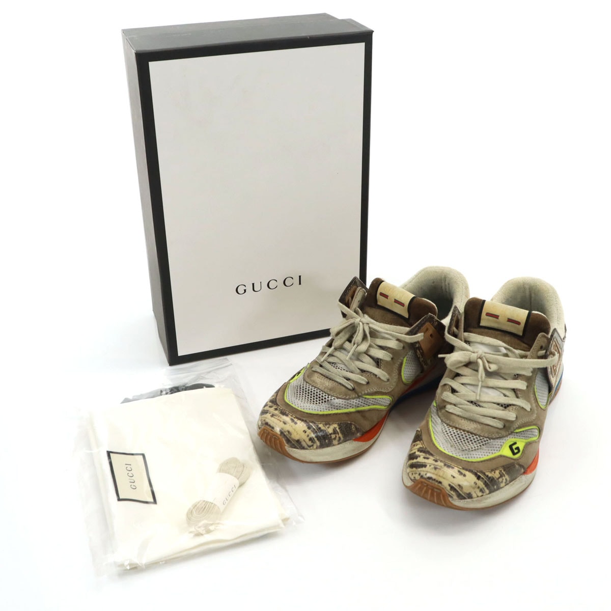 イタリア製 ウルトラペース スニーカー 10 ブラウン 箱 保存袋 シューレース付き メンズ 古着