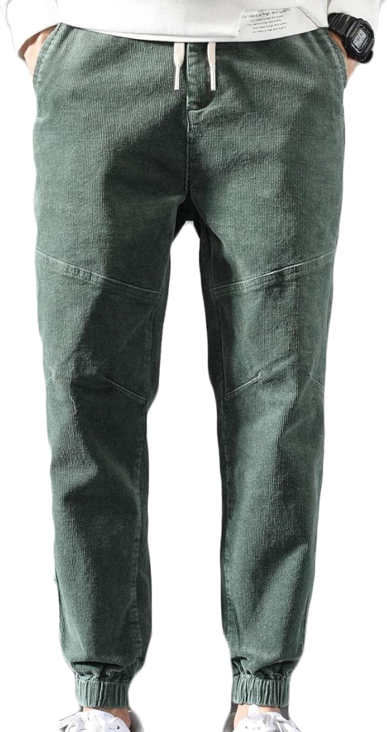 ロングパンツ メンズ デーパートパンツ コーデュロイ ジョガーパンツ 厚手 秋冬用 長ズボン 大きいサイズ 細身 快適 男性 ファション 無地 シンプル 引き紐付き スリットポケット 脚長