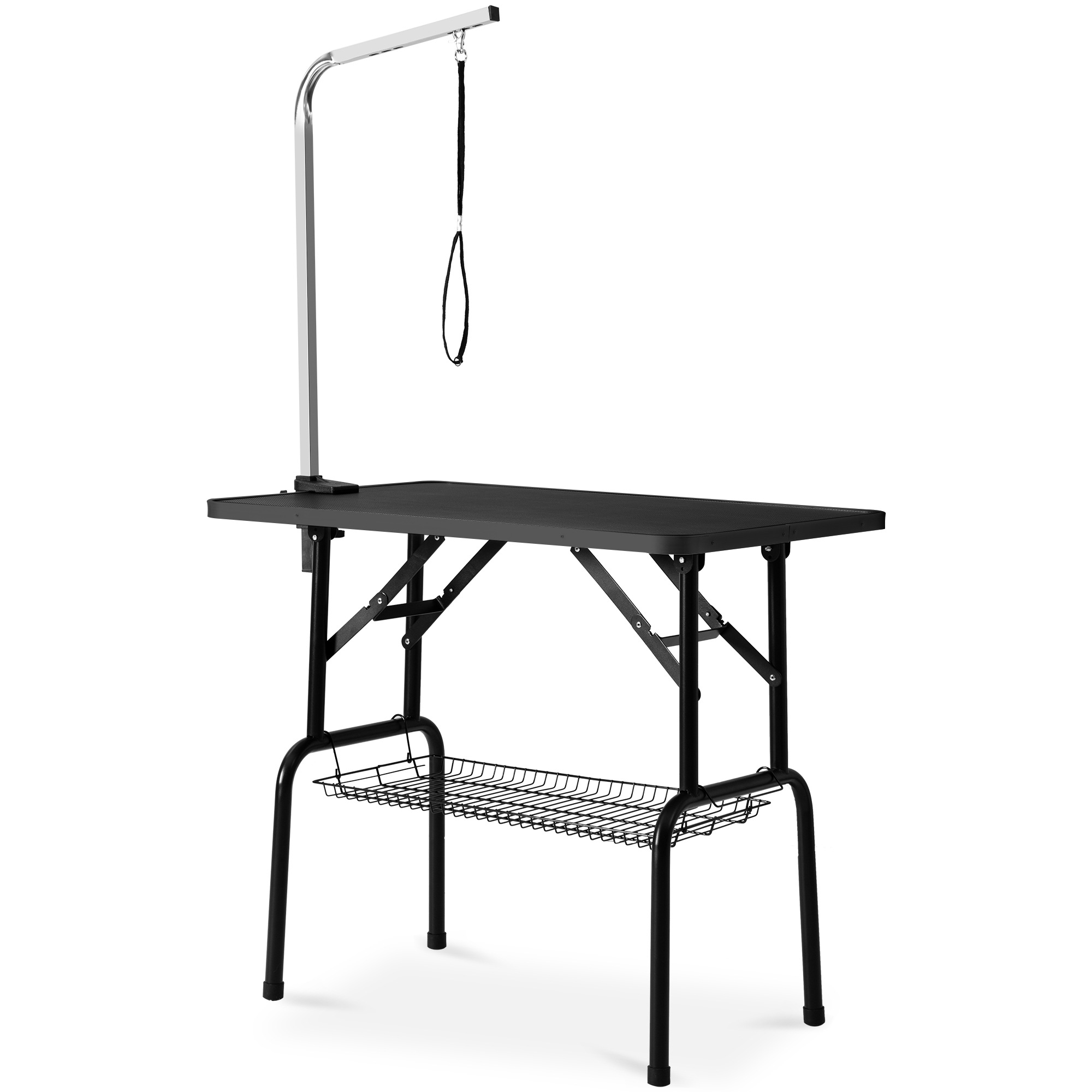 トリミングテーブル 折りたたみ トリミング台 トリミング 折り畳み ペット用 シャンプー カット ブロー ブラッシング 爪切り バリカン 【ブラック】1