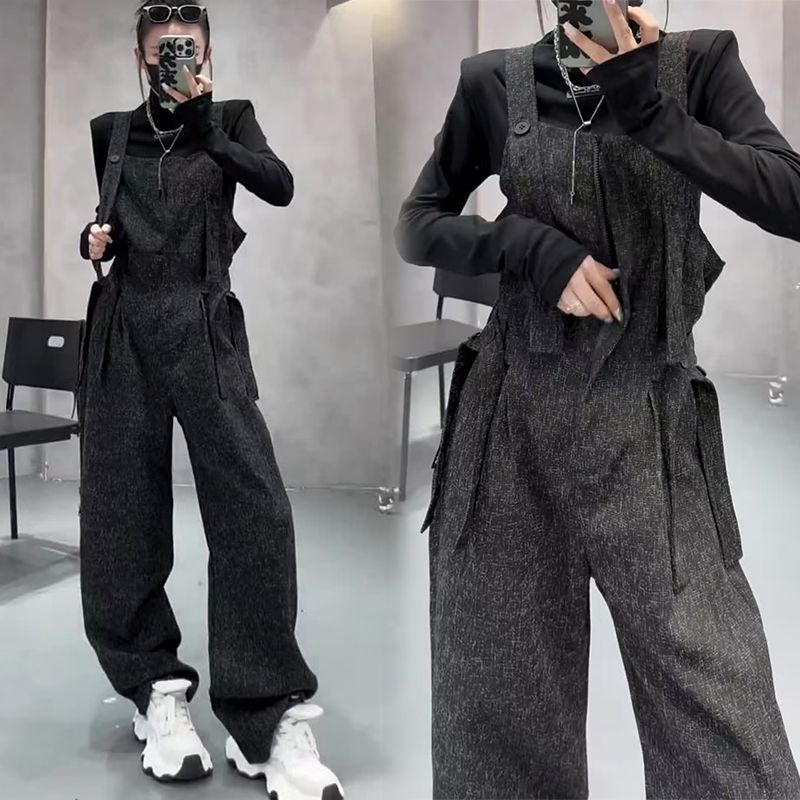 レイジースタイルオーバーオール2025多用途カジュアルルーズスリミングワイドレッグジャンプスーツ女性用