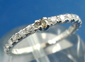 日本製/鑑別済天然ブラウンダイヤモンドハーフエタニティリング9号