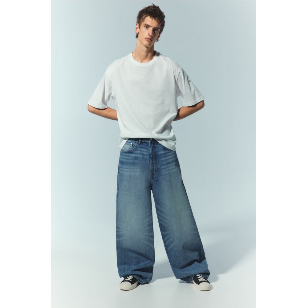 H&M スーパーバギージーンズデニムブルー
