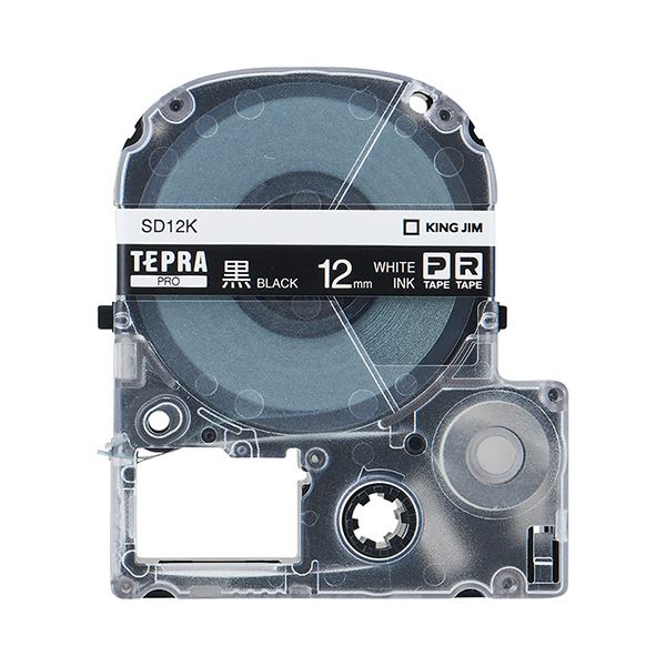 (まとめ) キングジム テプラ PRO テープカートリッジ ビビッド 12mm 黒/白文字 SD12K 1個 (×10セット)