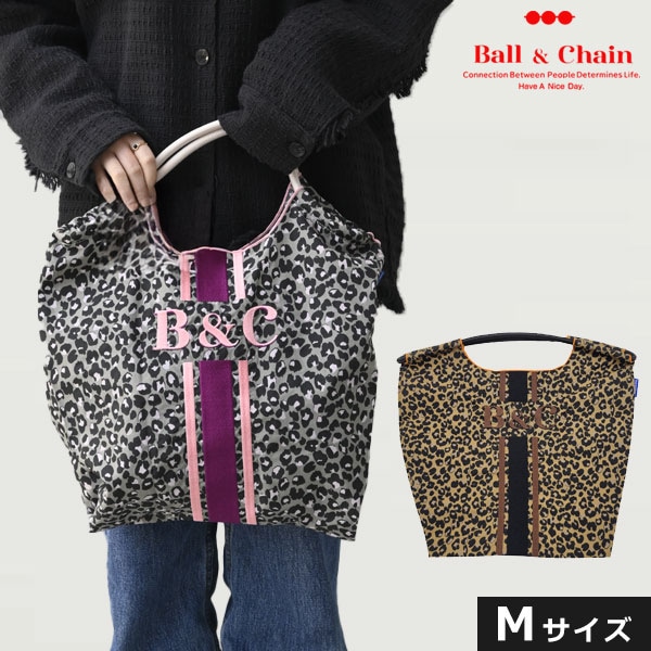 【即納】 Ball＆Chain ボールアンドチェーン 正規品 LEOPARD LINE Mサイズ バッグ エコバッグ トートバッグ 刺繍 ギフト hideaki mihara 301052