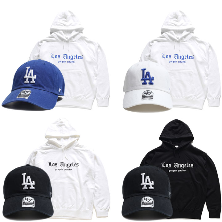 47 ブランド LA ドジャース キャップ コーデセット 着こなしセット ローキャップ 浅め 長袖 フォーティーセブン ACEFLAG エースフラッグ パーカー