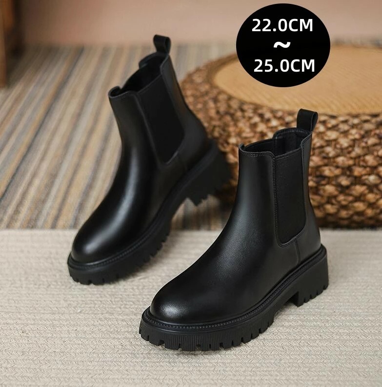 【期間特典】2色 ショートブーツ レディース 本革 靴 ラウンドトゥ 幅広 甲高 5CMヒール 疲れない 革靴 カジュアルシューズ 厚底 背が高くなる 身長アップ 脱ぎ履きやすい 美脚 シンプル お