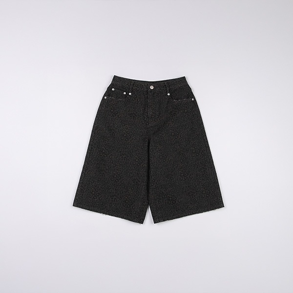 LEOPARD BERMUDA PANTS CHARCOAL