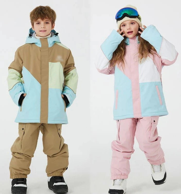 キッズスキーウェア子服上下セットジャケットパンツスノーウェアスキーウェア男の子女の子子どもスノーボードウエア雪遊び防水スキーウエア暖かいセットアップズキッズスノーウ