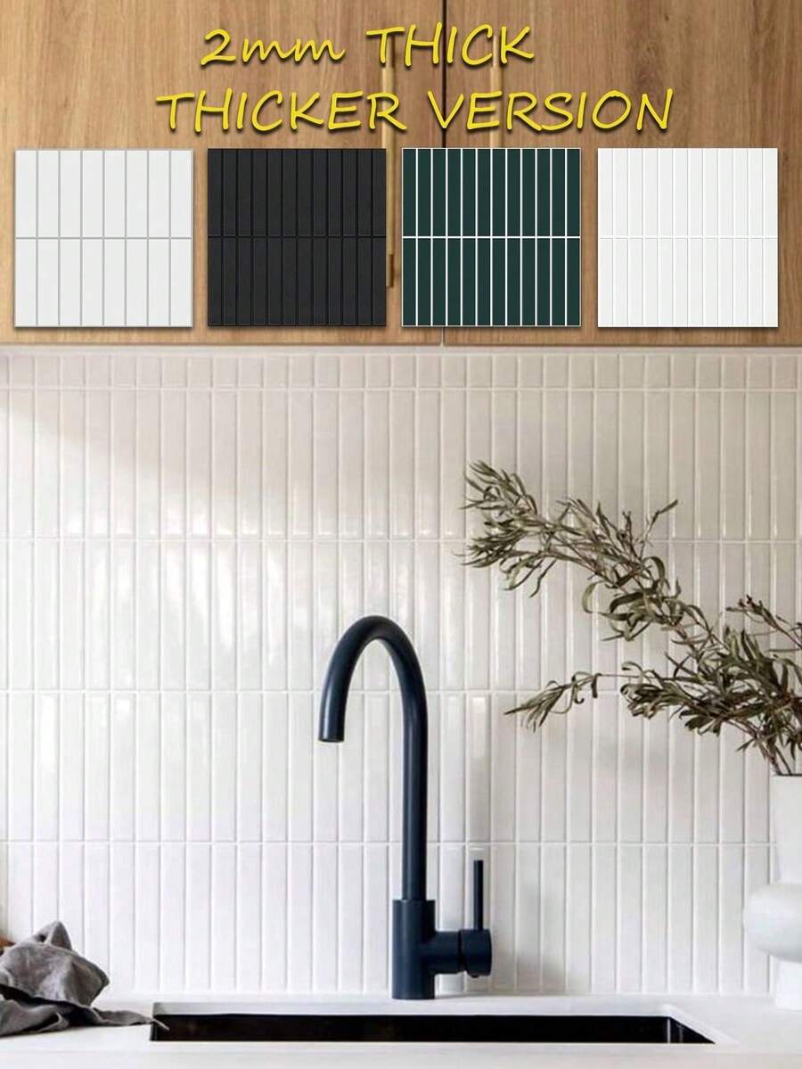 4/20pcs(Thickened Design)3D Straight Mosaic Peel And Stick Backsplash, Backsplash Tiles,