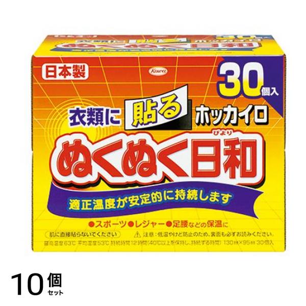 ホッカイロ ぬくぬく日和 貼るタイプ レギュラー 30個入 10個セット