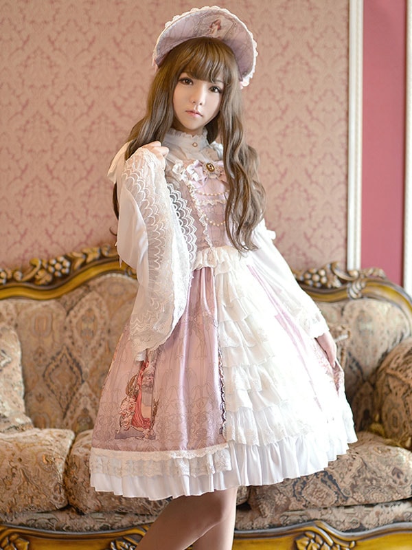 【全店任意2枚購入で100円OFF】ロリィタジャンパースカート　スウィート　ストラップ　綿繊維　プリント柄　フリル　カジュアル 21,692円