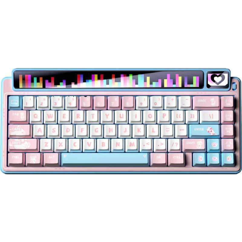 AULA　ゲーミングキーボード 可視化マルチメディアスクリーン 8000mAh大容量バッテリー 五重精密充填ハードコアガスケット構造 Blue　AMG65JP-BL