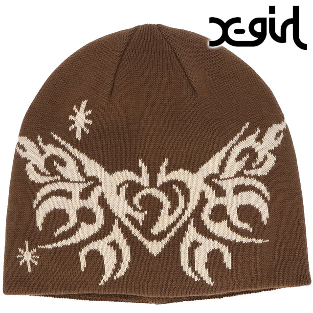メール便 トライバル バタフライ ジャガードビーニー [105251051003] TRIBAL BUTTERFLY JACQUARD BEANIE 帽子 ニットキャップ BROWN
