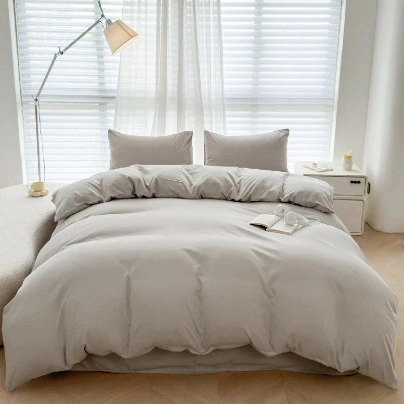 今の流行イン無地起毛寝具4点セット学生寮シーツと掛け布団カバー家庭用3点セット