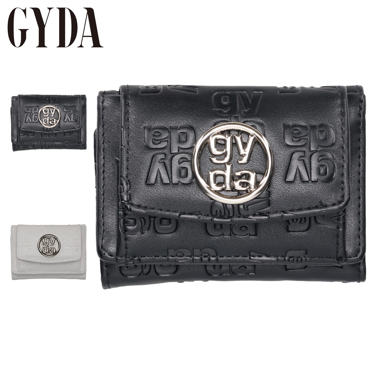 財布 三つ折り マイクロミニ財布 レディース サークルメタル ブラック ホワイト 黒 白 GY-W303