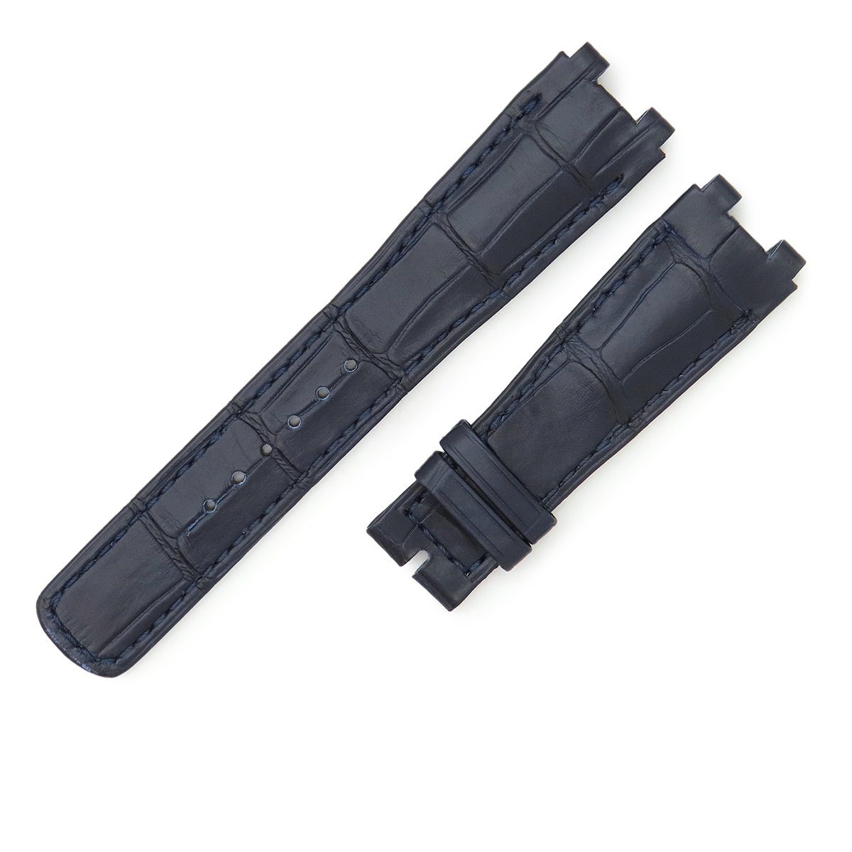 マリーン用 メンズ 新品同様 純正 替え クロコ ベルト ストラップ 22mm ネイビー 紺