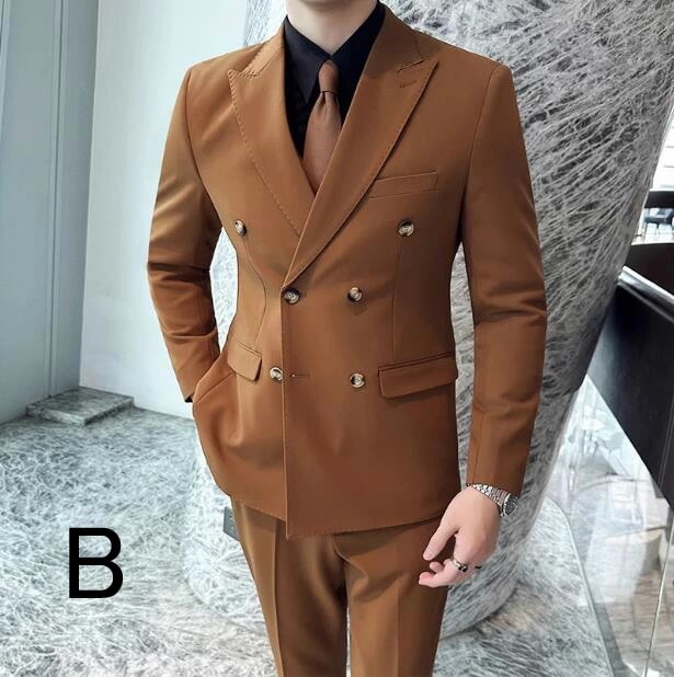 ビジネススーツ メンズ 高級感 3ピーススーツ フォーマルスーツ 男性スーツ セットアップ ジャケット+パンツ+ベスト 3点セット スーツ スーツセット 通勤 入社 卒業 成人式スーツ ダブルスーツ