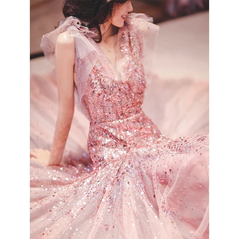 テールイブニングドレス2025気質ホストドレススカートモデル衣装ワンピースドレスその他 ワンピースドレス