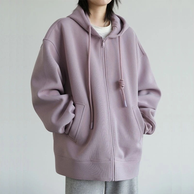 【本日限定】ジップ韓国 パーカー 裏起毛 韓国 春秋の新作カジュアル連帽シルエット厚手衛衣カーディガンジッパーコート女性用ゆったりミディアム丈 秋アウター 韓国 パーカー レディース
