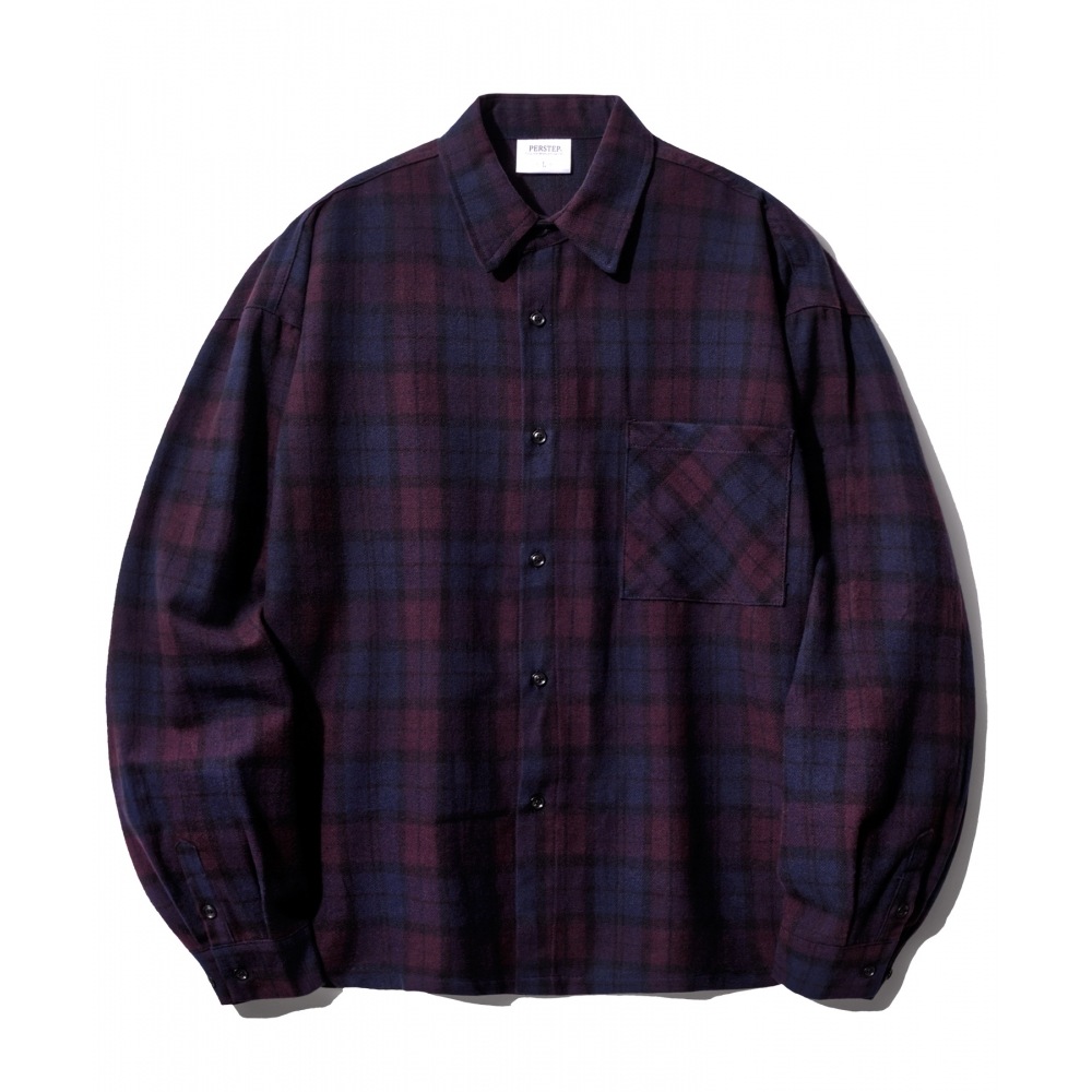 PERSTEPハウリングチェックシャツバーガンディSMLS4450