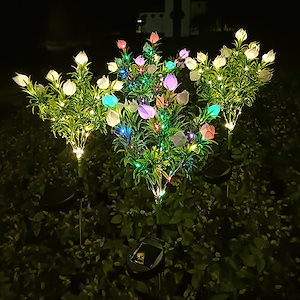 ソーラーフラワーライトバラ花led屋外庭装飾ソーラー芝生フロアライト