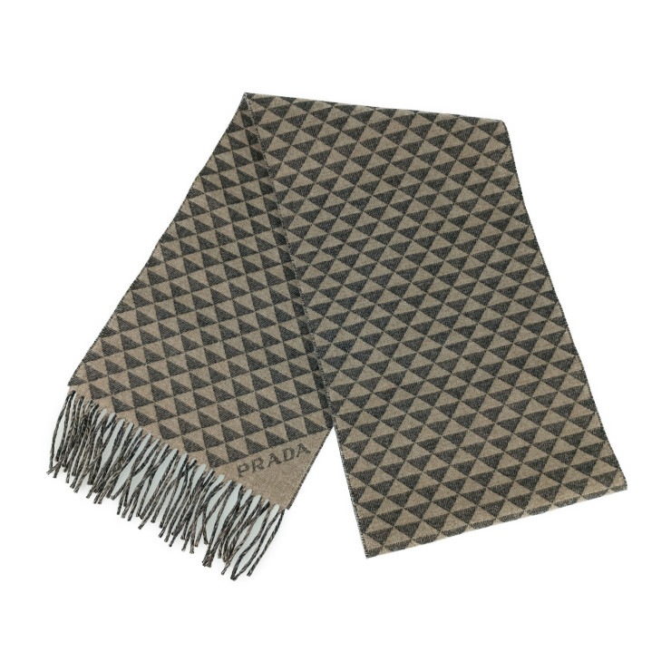 マフラー DOUBLE SYMBOLE ダブルシンボル スカーフ 2FS056 ANTRACITE グレー系 NOISETTE ベージュ系 ウール 90% カシミヤ 10%【本物保証】