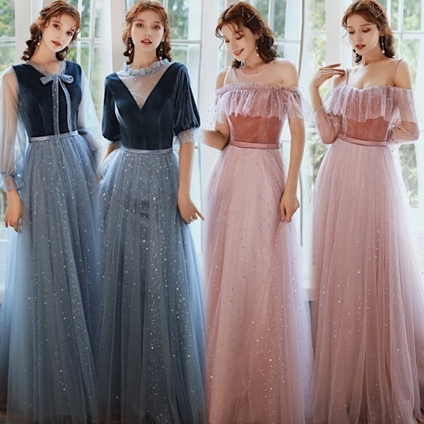 【即納】パーティドレス イブニングドレス フォーマルドレス お呼ばれ 結婚式 ブライダル 二次会　披露宴　謝恩会　成人式　演奏会　発表会 ブライズメイド　オフショルダー　ハイネック ロング丈　フロア丈