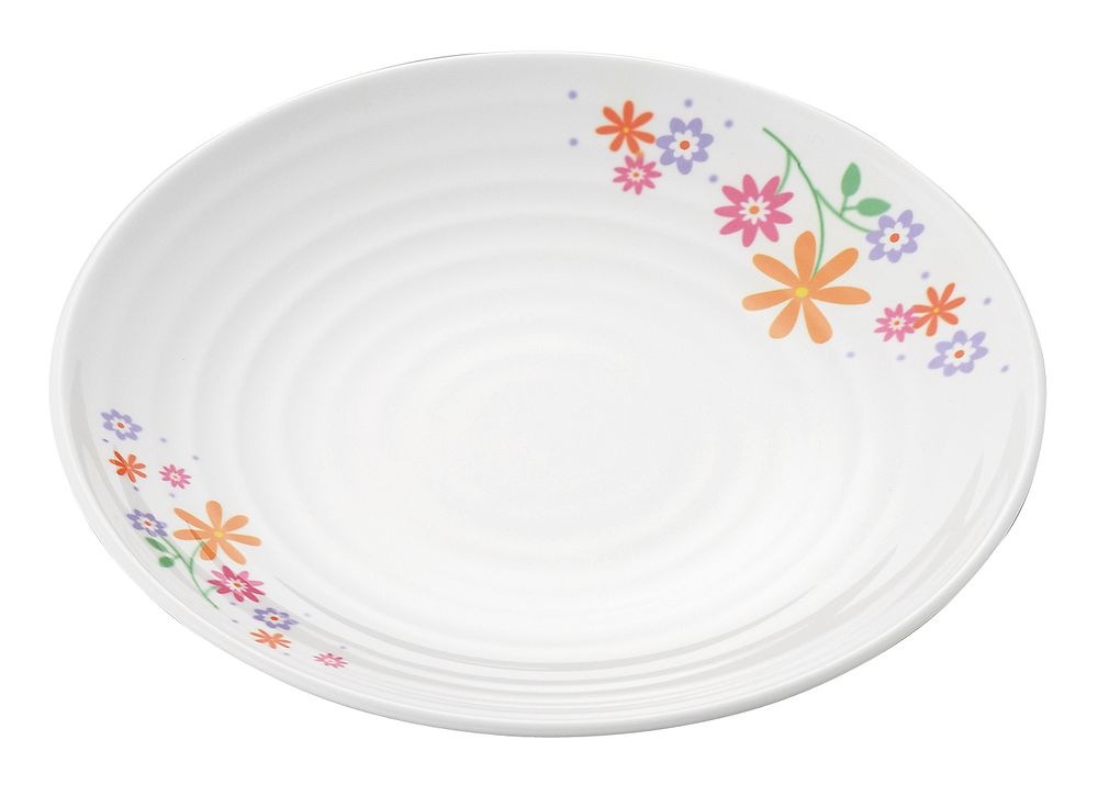 （まとめ買い）メラミン食器 花束（ブーケ） 丸皿（大） BU-12 [x3]