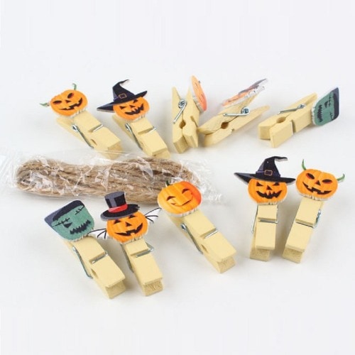 ハロウィンウッドクリップセット×10個面白いパーティー小道具装飾団体ギフトイベントプロモーション