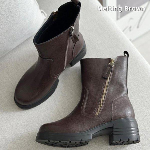 女性用ジップアップアンクルブーツ 秋ブーツ MT22