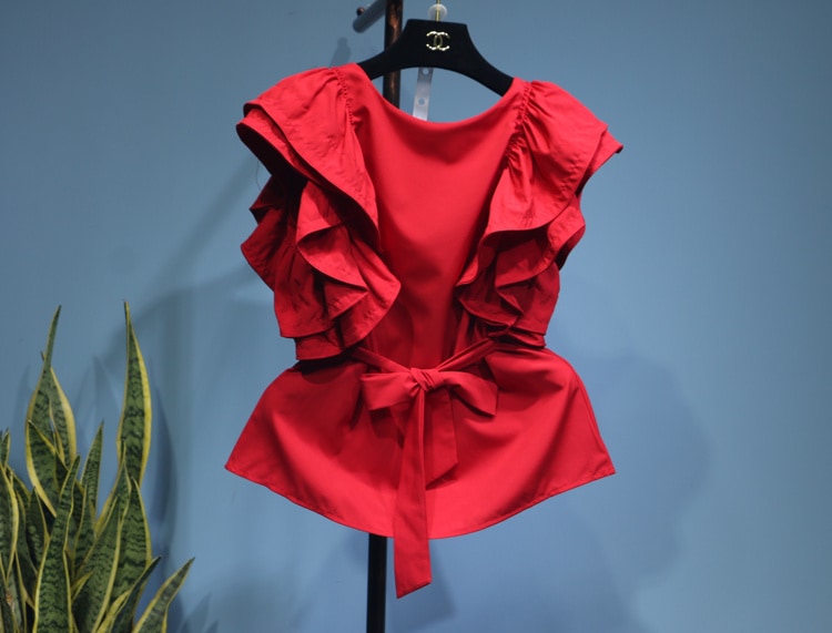 【10点セット】今が絶対買い流行 韓国ファッション トップス 蝶結び 受け取って腰 ブラウス フリル810