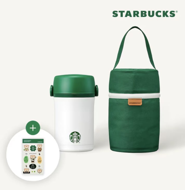 [正規品] ラッキー サーモス グリーン ホワイト 保温弁当+ベアリスター ステッカー 贈呈