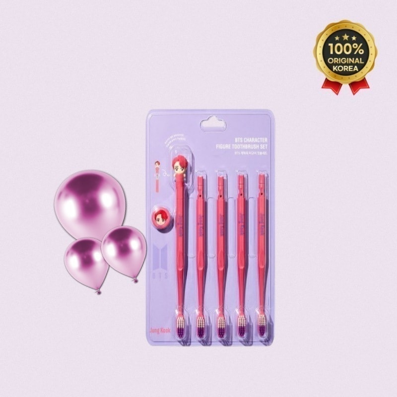 [正品]BTS キャラクターフィギュア歯ブラシ+詰め替え4p + マグネットスタンドセット Jung Kook5本入り1セット