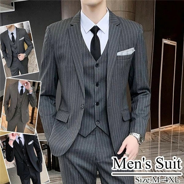 マルチストライプ 1つボタン メンズスーツ 春夏 秋冬 男性 メンズスーツ ビジネススーツシングル グレー モカ ブラック スリム セットアップスーツ 細身 結婚式 おしゃれスーツ お洒落 韓国 9,703円