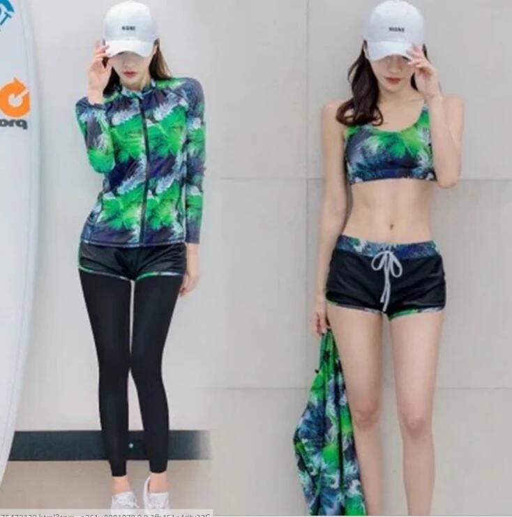 ラッシュガードセパレート 2カラー 上下セット ４点セット 水着 セクシー レディース ビキニ 体型カバー パット入り バスト 盛れ みずぎ ハワイ 新婚旅行 クラゲ対策 日焼け対策 海外セレブ 愛