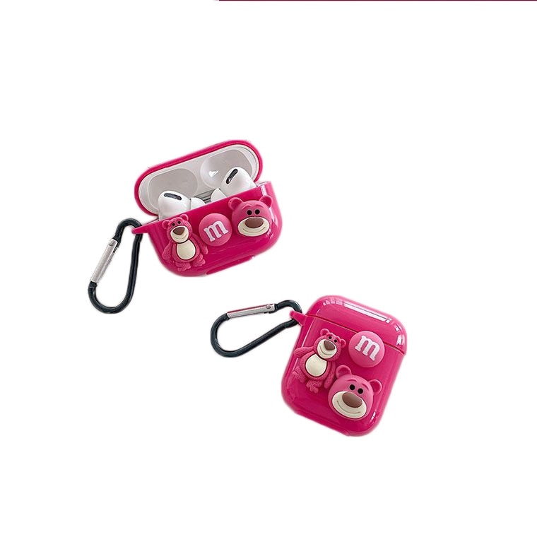 【1つ買うと10個もらえる】イチゴ熊 AirPodsケース 第2世代 第3世代 AirPods Proケース AirPods Pro2 保護カバー かわいい イヤホンケース 保護防塵